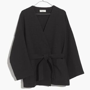 💕 MADEWELL texture & thread wrap jacket in true black size XL belted, textured